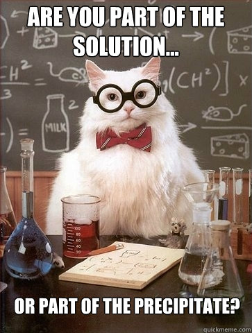 Are you part of the solution... Or part of the precipitate? - Are you part of the solution... Or part of the precipitate?  Chemistry Cat