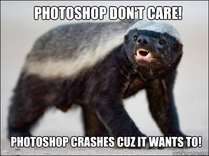 Photoshop Don't care! Photoshop Crashes cuz it wants to! - Photoshop Don't care! Photoshop Crashes cuz it wants to!  Honey Badger