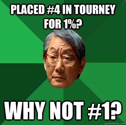 Placed #4 in tourney for 1%? Why not #1?  High Expectations Asian Father