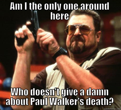 AM I THE ONLY ONE AROUND HERE WHO DOESN'T GIVE A DAMN ABOUT PAUL WALKER'S DEATH? Am I The Only One Around Here