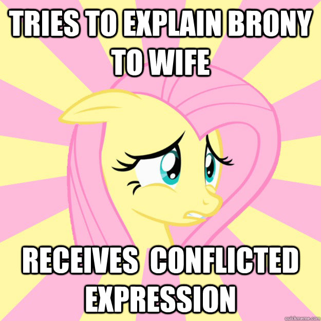 Tries to explain brony to wife receives  conflicted expression  Socially awkward brony