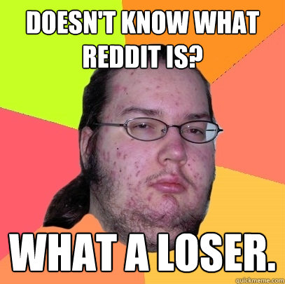 Doesn't know what Reddit is? What a loser.  Butthurt Dweller