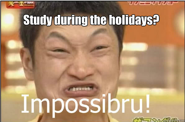 Study during the holidays?  Impossibru