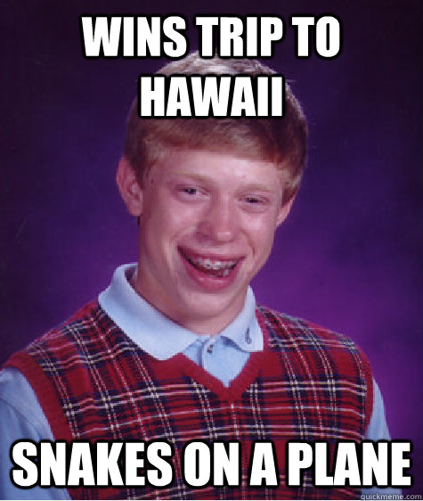 Wins Trip to Hawaii Snakes on a Plane  Bad Luck Brian