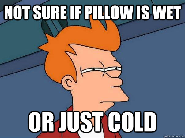 Not sure if pillow is wet or just cold  Futurama Fry