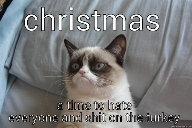 CHRISTMAS A TIME TO HATE EVERYONE AND SHIT ON THE TURKEY Grumpy Cat