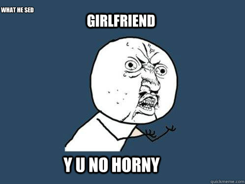 What he sed Girlfriend Y U NO HORNY  Y U No