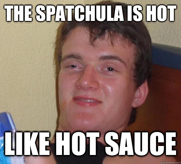 The spatchula is hot Like hot sauce  10 Guy