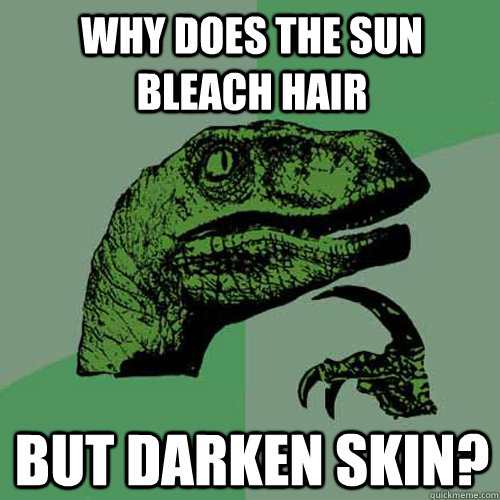 Why does the sun bleach hair But darken skin?  Philosoraptor