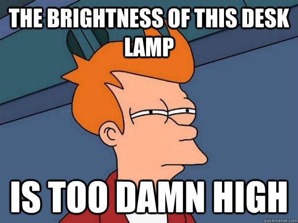 The brightness of this desk lamp is too damn high  Futurama Fry