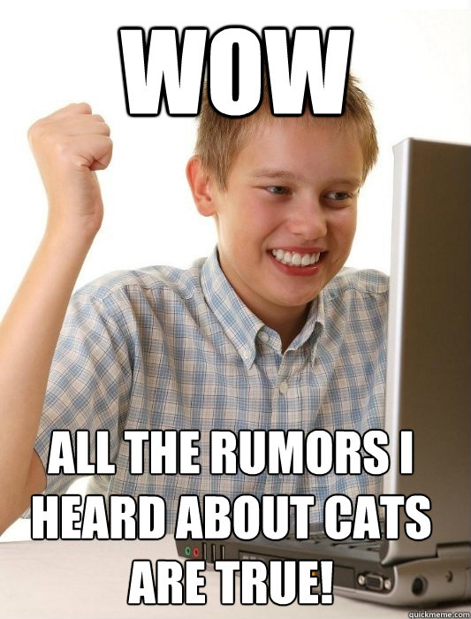 Wow All the rumors I heard about cats are true! - Wow All the rumors I heard about cats are true!  First Day on the Internet Kid