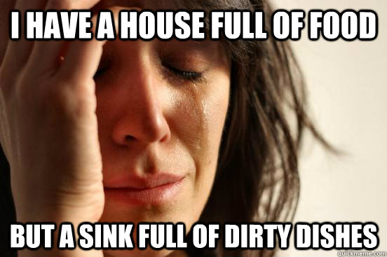 I have a house full of food but a sink full of dirty dishes  First World Problems