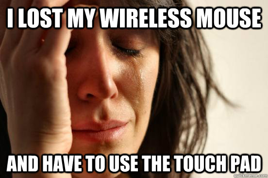 I lost my wireless mouse and have to use the touch pad  First World Problems