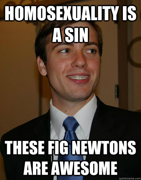 Homosexuality is a sin These Fig Newtons are awesome  College Republican