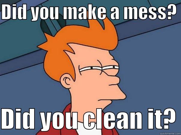 Messy Mess Mess Mess - DID YOU MAKE A MESS?   DID YOU CLEAN IT? Futurama Fry