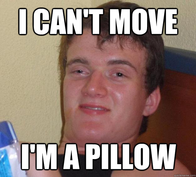 I can't move I'm a pillow  10 Guy