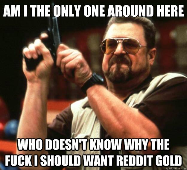 Am I the only one around here who doesn't know why the fuck i should want reddit gold  