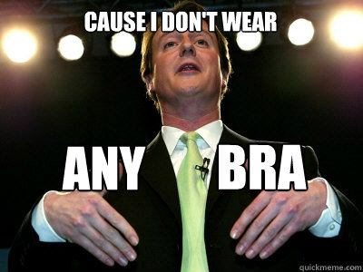 cause i don't wear any Bra  Lol David Cameron