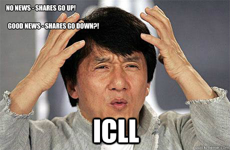 No news - SHaRES go up!  ICLL GOOD news - shares go down?!  EPIC JACKIE CHAN