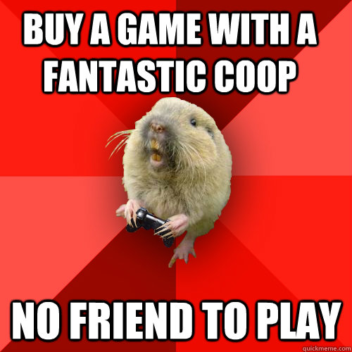 buy a game with a fantastic coop no friend to play  Gaming Gopher