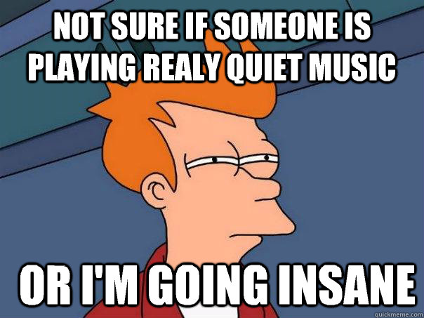 Not sure if someone is playing realy quiet music Or i'm going insane  Futurama Fry