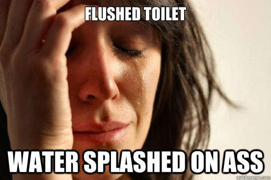 Flushed toilet Water splashed on ass - Flushed toilet Water splashed on ass  First World Problems