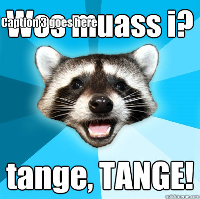 Wos muass i? tange, TANGE! Caption 3 goes here - Wos muass i? tange, TANGE! Caption 3 goes here  Lame Pun Coon