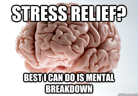 stress relief? best i can do is mental breakdown - stress relief? best i can do is mental breakdown  Scumbag Brain