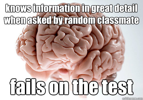 knows information in great detail when asked by random classmate fails on the test  Caption 4 goes here  Scumbag Brain