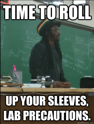 Time to roll up your sleeves, lab precautions.  Rasta Science Teacher