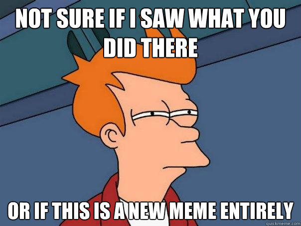 Not sure if I saw what you did there Or if this is a new meme entirely - Not sure if I saw what you did there Or if this is a new meme entirely  Futurama Fry