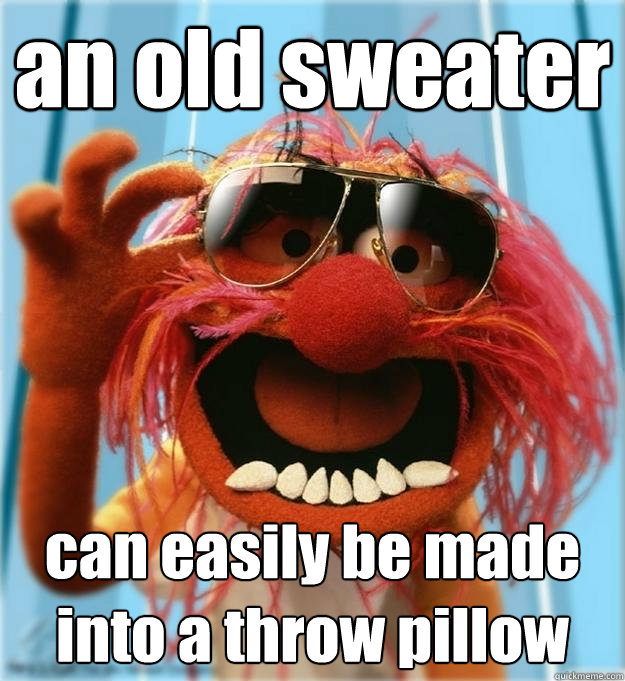 an old sweater can easily be made into a throw pillow - an old sweater can easily be made into a throw pillow  Advice Animal