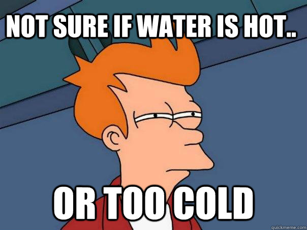 Not sure if water is hot.. or too cold - Not sure if water is hot.. or too cold  Futurama Fry