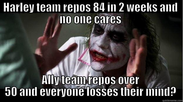 HARLEY TEAM REPOS 84 IN 2 WEEKS AND NO ONE CARES ALLY TEAM REPOS OVER 50 AND EVERYONE LOSSES THEIR MIND? Joker Mind Loss