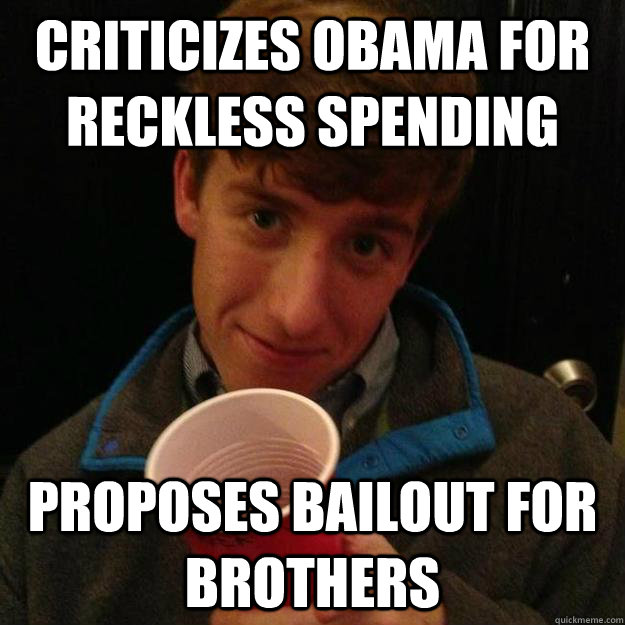 criticizes obama for reckless spending Proposes bailout for brothers  Republican Randolph