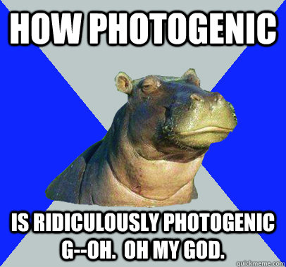 How photogenic Is ridiculously photogenic g--oh.  Oh my god.  Skeptical Hippo