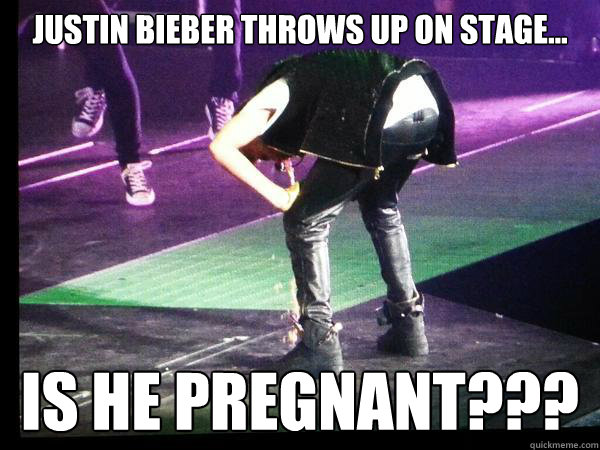 JUSTIN BIEBER THrows up on stage... Is he Pregnant??? - JUSTIN BIEBER THrows up on stage... Is he Pregnant???  Bieber Fever