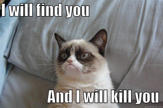 lump a grump - I WILL FIND YOU                                           AND I WILL KILL YOU Grumpy Cat