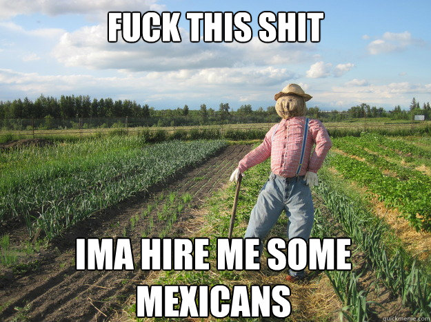 FUCK THIS SHIT IMA hire me some MEXICANS  Scarecrow