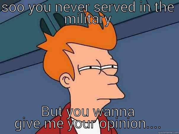 SOO YOU NEVER SERVED IN THE MILITARY BUT YOU WANNA GIVE ME YOUR OPINION.... Futurama Fry