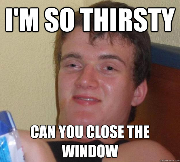 I'm so thirsty Can you close the window  10 Guy