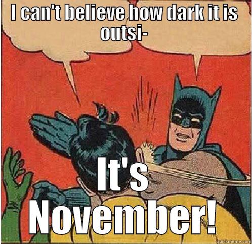 daylight savings - I CAN'T BELIEVE HOW DARK IT IS OUTSI- IT'S NOVEMBER! Batman Slapping Robin