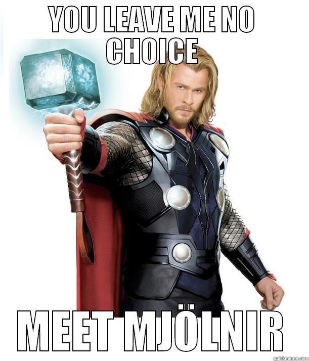 YOU LEAVE ME NO CHOICE MEET MJÖLNIR Advice Thor