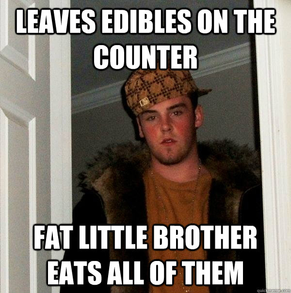 Leaves Edibles on the counter Fat little brother eats all of them  Scumbag Steve