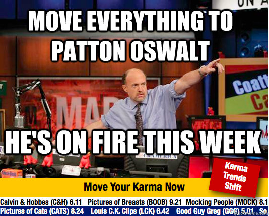 Move everything to patton oswalt he's on fire this week  Mad Karma with Jim Cramer