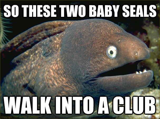 So these two baby seals walk into a club - So these two baby seals walk into a club  Bad Joke Eel