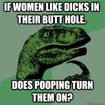 If women like dicks in their butt hole. does pooping turn them on?  - If women like dicks in their butt hole. does pooping turn them on?   Philosoraptor