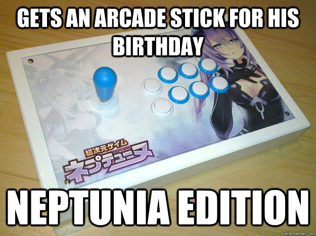 Gets an arcade stick for his birthday Neptunia edition - Gets an arcade stick for his birthday Neptunia edition  toms 2