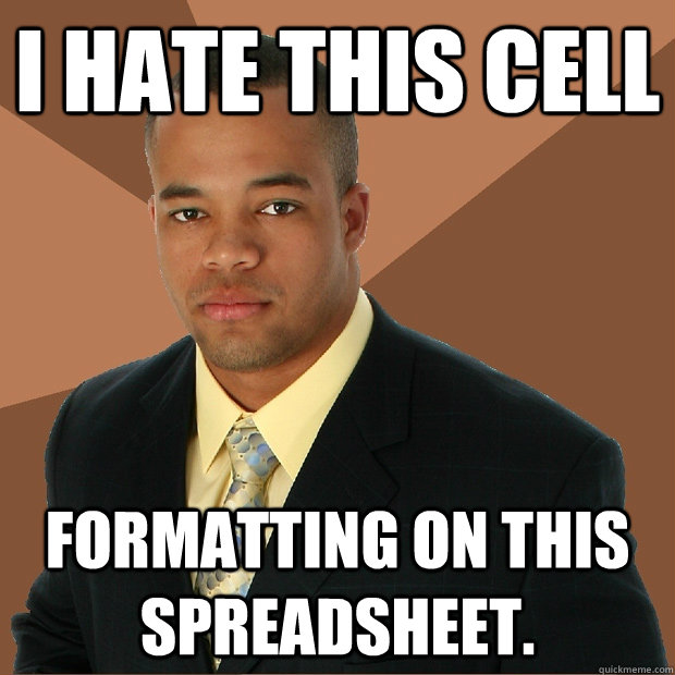 I hate this cell formatting on this spreadsheet.  Successful Black Man