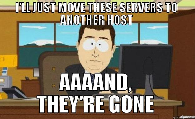 I'LL JUST MOVE THESE SERVERS TO ANOTHER HOST AAAAND, THEY'RE GONE aaaand its gone